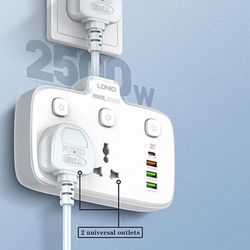 Ldnio SC2413 Universal Power Strip USB Outlet with 4 USB Port, White