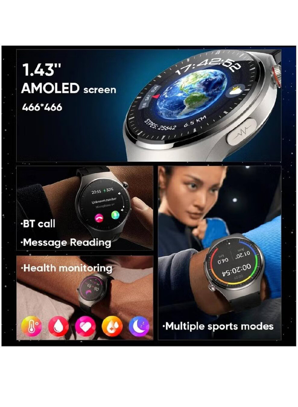 Fitness Monitor Split Screen Smartwatch with Bluetooth Calling and IP68 Waterproof, Black