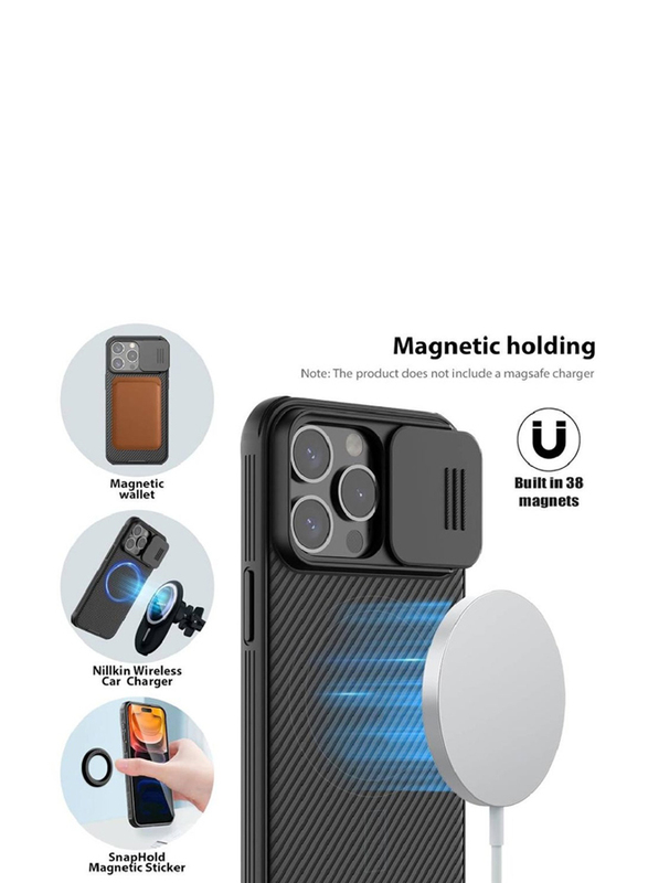 Nillkin Apple iPhone 15 Pro Max Magnetic Mobile Phone Case Cover with Camera Protection Cover, Black