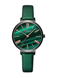 Curren Analog Watch for Women with Leather Band, Water Resistant, Green