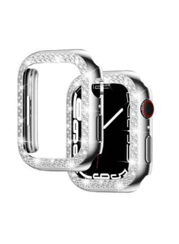 Diamond Frame Guard Shockproof Case Cover for Apple Watch 41mm, Silver