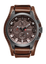 Curren Analog Watch for Men with Leather Band, Water Resistant & Chronograph, 8192, Brown