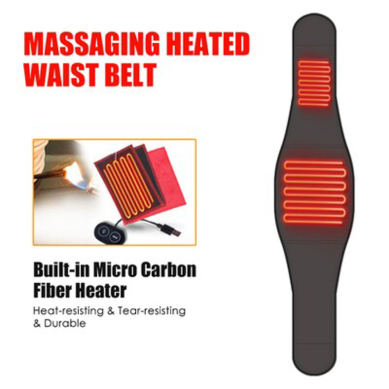 Heating Massage Waist Belt for Abdominal Back Pain Relief with UK/US/EU Adapter, One Size, Black