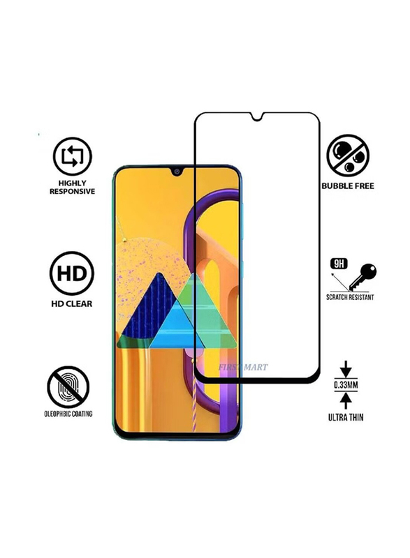 Samsung Galaxy M30 Full Glue Edge-to-Edge Tempered Glass Screen Protector, Clear/Black