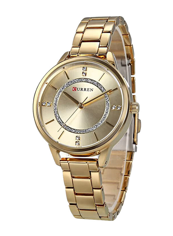 Curren Analog Watch for Women with Stainless Steel Band, 2338148, Gold