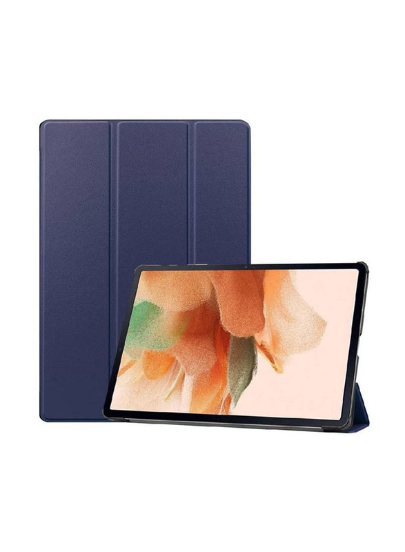 Samsung Galaxy Tab S7 FE/S7 Plus 12.4 Inch Protective Smart Slim Stand Hard Tablet Flip Case Cover with Pen Slot, Blue