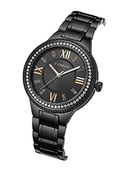 Curren Analog Watch for Women with Stainless Steel Band, Water Resistant, 9004, Black