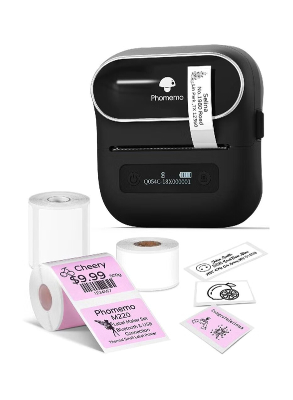 Phomemo Label Maker Bluetooth Thermal Sticker Printer, M220, Black