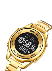 SKMEI Digital Watch for Men with Stainless Steel Band, Gold-Black