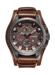 Curren Analog Watch for Men with Leather Band, Chronograph, NNSB03700286, Brown
