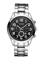 Curren Analog Watch for Men with Stainless Steel Band, Water Resistant and Chronograph, 8050, Silver-Black