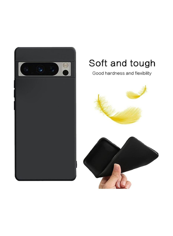 Olliwon Google Pixel 8 Pro Protective Flexible Silicone TPU Slim Ultra Mobile Phone Back Case Cover, Black