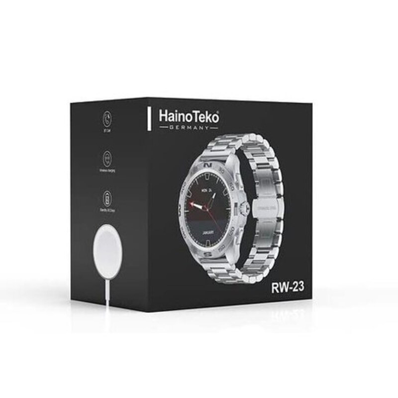 Haino Teko Germany Stainless Steel Bluetooth Sports Health Heart Monitoring Smartwatch, RW23, Silver