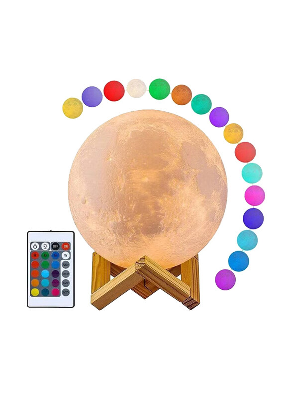 3D Printing Moon Lamp 16 Colors Moon Light Lunar Lamp, Multicolour