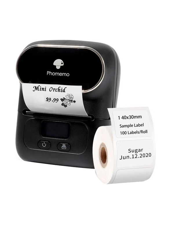 Phomemo Portable Bluetooth Thermal Mini Label Maker Printer, M110, Black