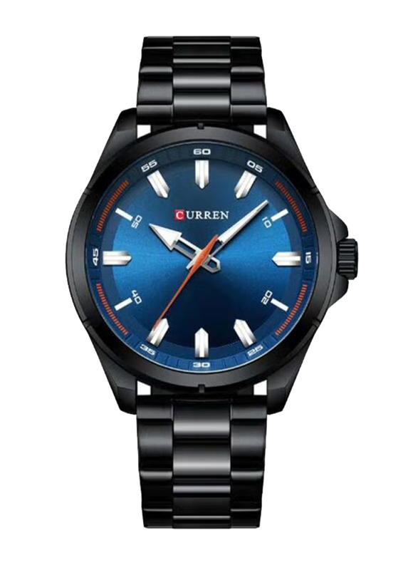 Curren Analog Watch for Men with Stainless Steel Band, 8320, Black-Blue