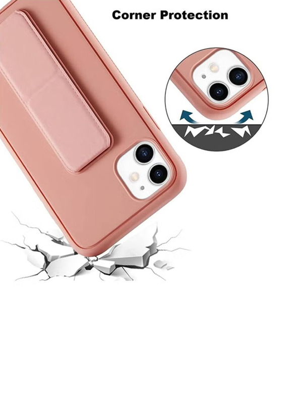 Apple iPhone 11 Premium Quality Hand Grip Foldable Magnetic Kickstand Wrist Strap Finger Grip Mobile Phone Case Cover, Pink