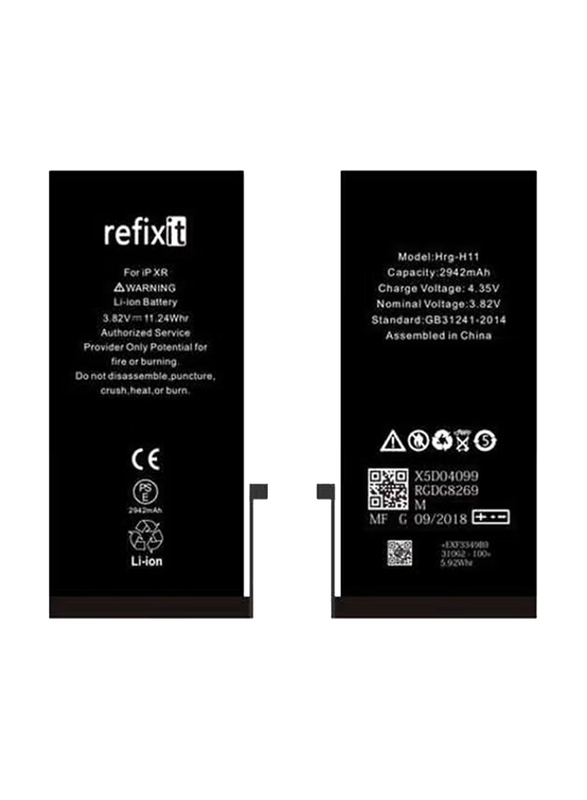 Refixit Apple iPhone XR 2942.0 mAh Replacement Battery, Black