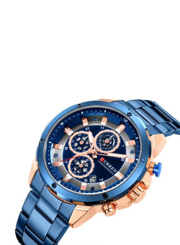 Curren Analog Watch for Men with Stainless Steel Band, Water Resistant, J4172RBL-KM, Blue