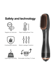 3-in-1 Professional Hair Straightening Brush Hot Air Styling Comb, Black/Brown