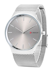 Curren Analog Watch for Men with Stainless Steel Band, Water Resistant, 8256, Silver