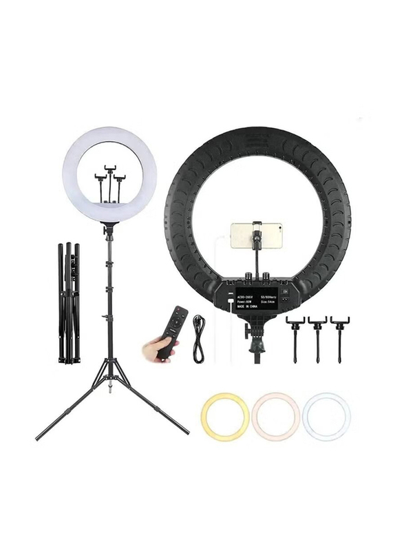 Universal 21-inch Selfie LED Photography Video Lighting Studio Ring Light, White/Black