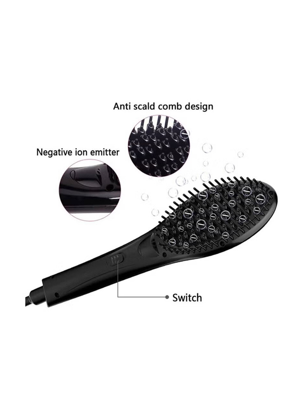 Gennext Electric Heated Negative Ceramic Hair Straightening Brush with Adjustable Temperature for All Hair Types, Smooth & Frizz-Free Hair, Black