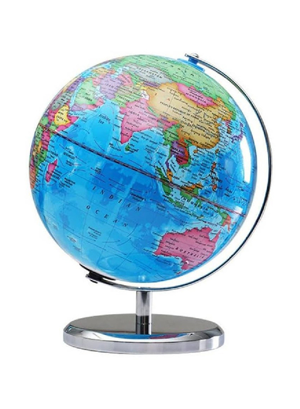 32cm World Globe Political Map, Educational Geographic Globe with LED Light, Blue