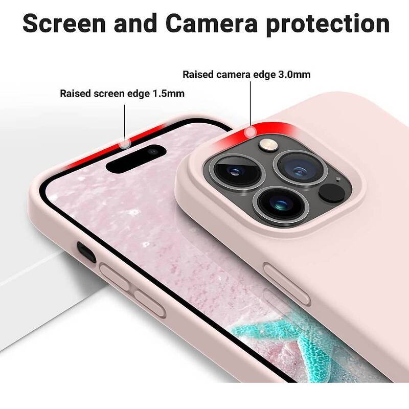 Apple iPhone 14 Pro Max 6.7-Inch Protective Silicone Shockproof Slim Thin Mobile Phone Back Case Cover, Pink