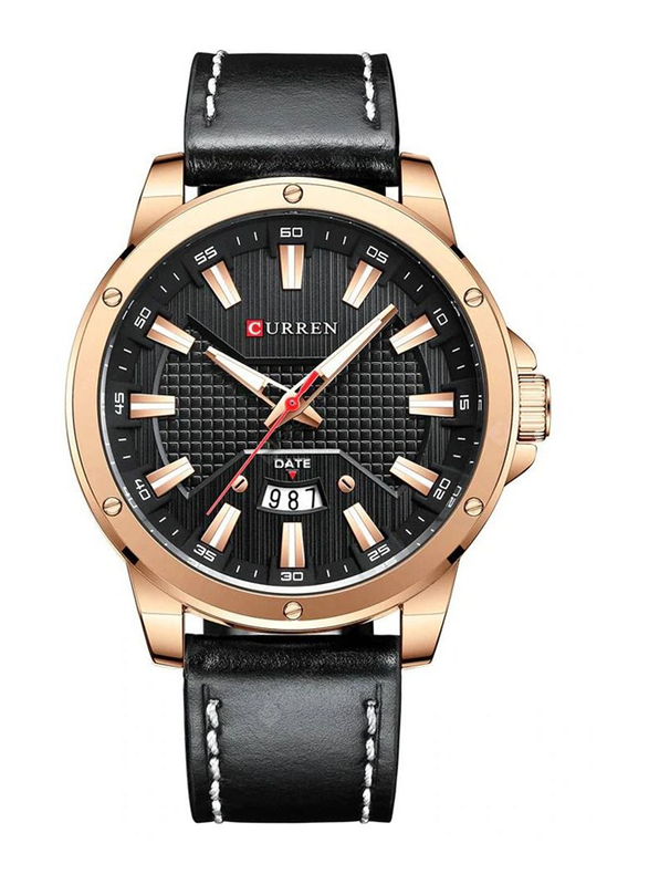 Curren Stylish Analog Watch for Men with Leather Band, Water Resistant, 8376, Black-Multicolour