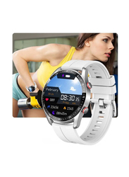 Bluetooth Voice Call HD Full Touching Screen Fitness Trackers with Smart Reminder Heart Rate Sleep Monitor IP67 Waterproof Fitness Smartwatch, Silver