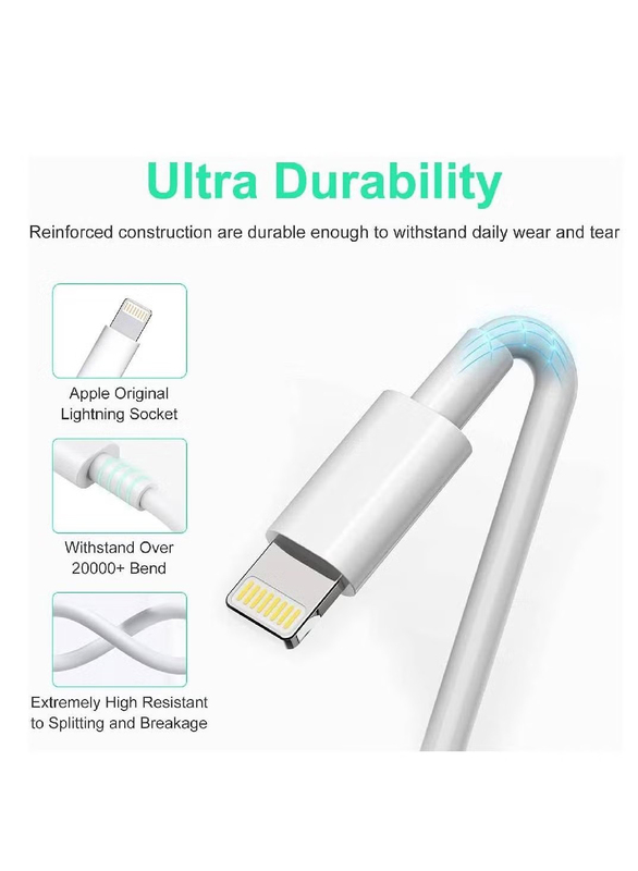 2-Meter Lightning Cable, USB Type-C Male to Lightning for Apple Devices, White