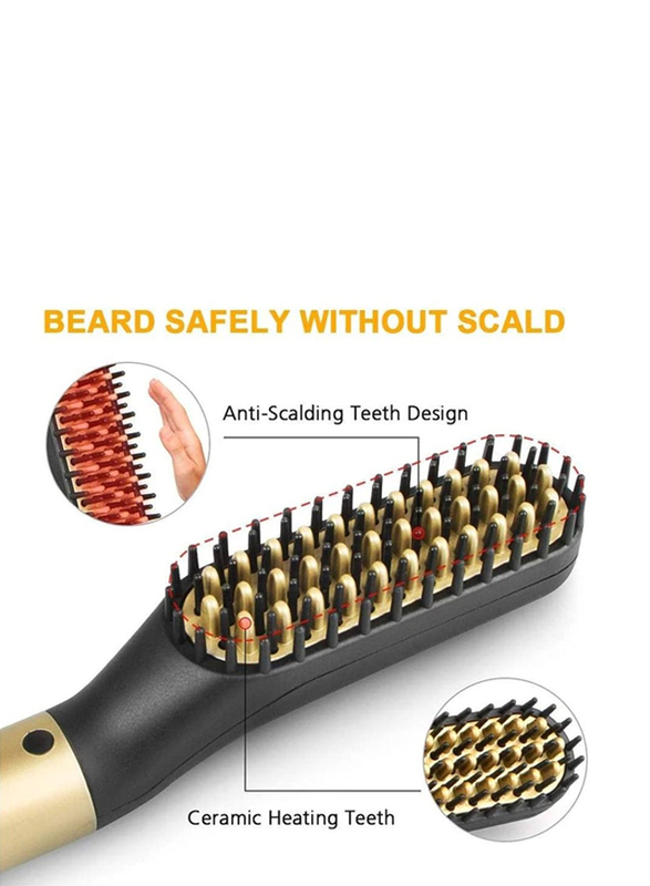 Arabest Electric Multifunctional Hot Beard Hair Straightening Comb for Men, Gold/Black