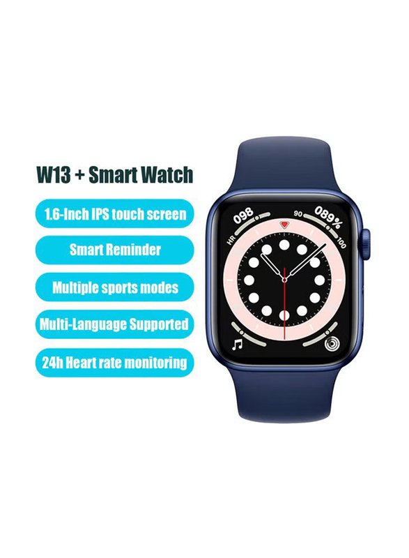 W13+ 1.6-inch Bluetooth Smartwatch, PB-0242BL, Blue