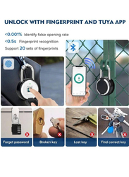 Round Type App Digital Biometric Smart Fingerprint Padlock, Black/Silver