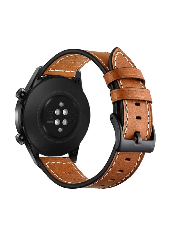 Genuine Leather Replacement Band for Huawei Watch GT2 Pro/GT2e/GT2 46mm/GT Active/ Huawei Watch GT, Brown