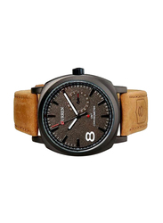 Curren Analog Watch for Men with Leather Band, Chronograph, 8139, Brown-Black
