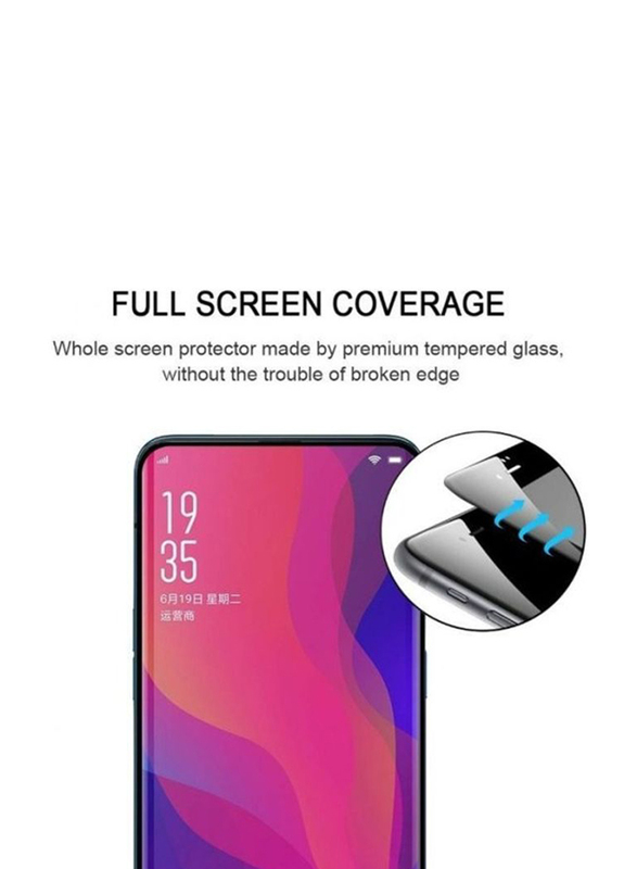 Oppo Find X Full Cover Film 3D Curved Edge Tempered Glass Mobile Phone Screen Protector, Clear/Black