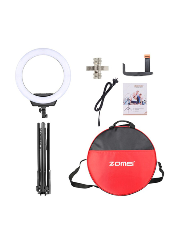 Docooler Zomei 16-inch LED Selfie Ring Light with Tripod Stand Cellphone Holder Kit, Black/White