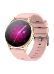 Full Touch Large Display Round Smart Watch, Gold/Pink