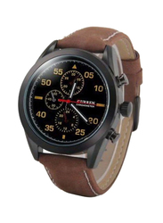 Curren Analog Watch for Men with Leather Band, Water Resistant, 8156, Brown-Black