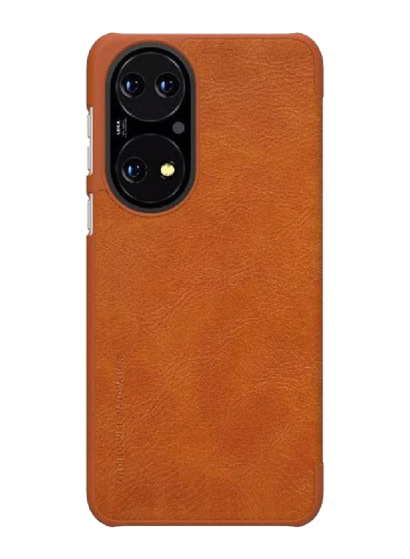 Nillkin Huawei P50 Qin Series Classic Flip Leather Protective Mobile Phone Case Cover, Brown