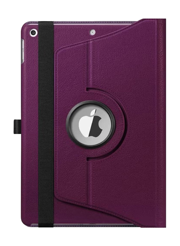 Apple iPad 10.2/10.5 inch Leather 360 Degree Rotating Stand Folio Tablet Case Cover, Purple