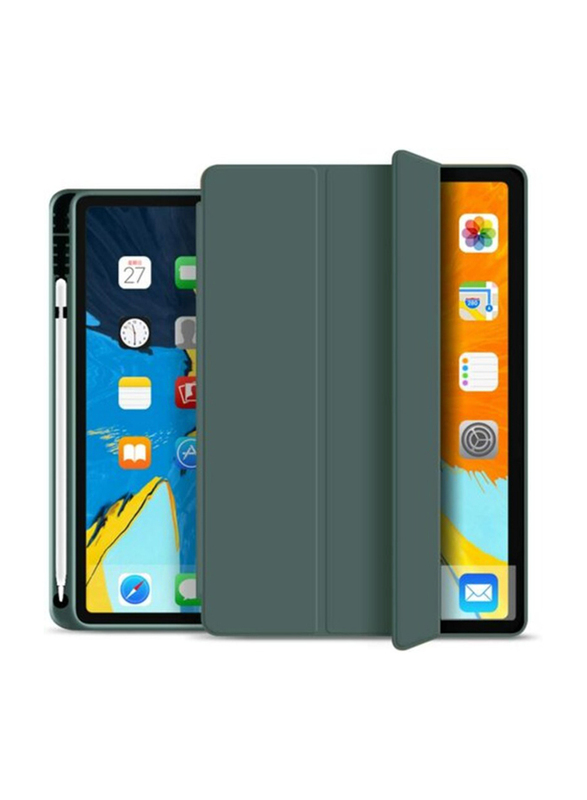 QuickTech Apple iPad Pro 11-inch 2020 Strong Protection Premium Trifold Case Auto Sleep & Wake Soft TPU Tablet Flip Case Cover with Apple Pencil Charging Supported, Midnight Green