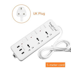 Electrical Sockets Charging Station Hub Versatile Power Strip with USB Ports, White