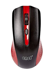 Enet Wireless Optical Mouse, Red/Black