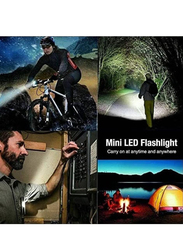 USB Mini Rechargeable Handheld Pocket Compact Portable LED Torch Light with Side Lantern, Black
