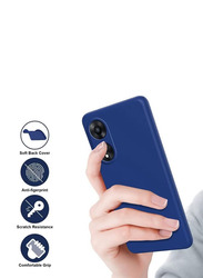 OPPO A78 5G/A58 5G/A58X Protective Shockproof Soft Liquid Silicone Gel Rubber Microfiber Lining Mobile Phone Case Cover, Blue