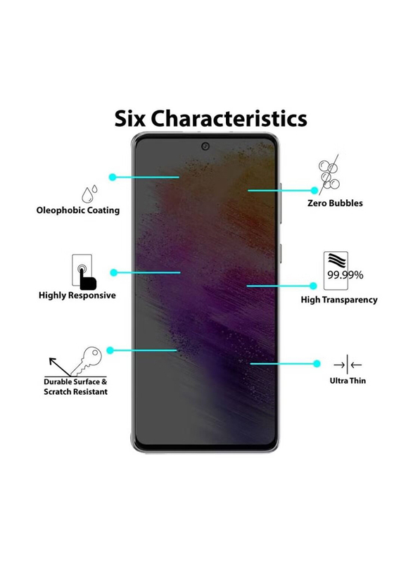 Samsung Galaxy A73 5g Anti Scratch Bubble Free Privacy Tempered Glass Screen Protector, Transparent