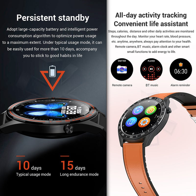 Leather Smartwatch, Orange